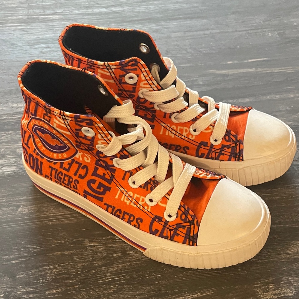 Kids High-Top Sneakers - Orange and White